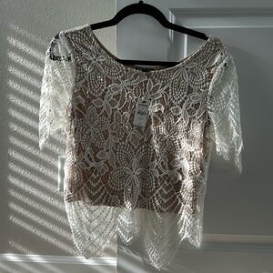 Express Short Sleeve Lace Blouse